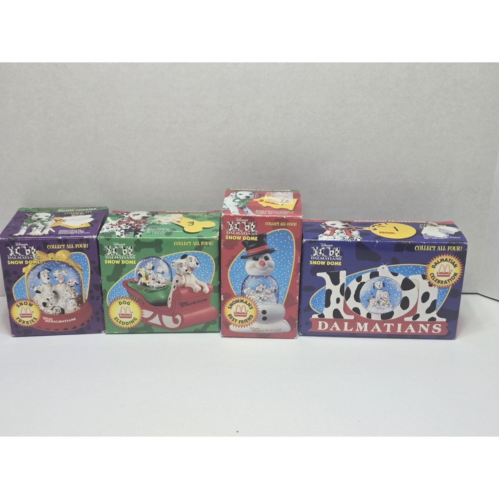 Vintage 1996 McDonald's 101 Dalmatians Snow Dome/Globe Complete Set Of 4 NIB